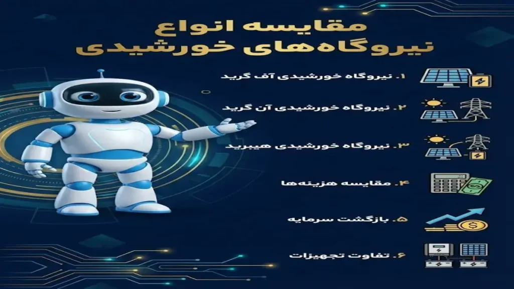 تفاوت نیروگاه خورشیدی آف گرید ، آن گرید و هیبرید 1405